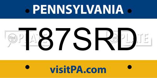 T87SRD Pennsylvania License Plate