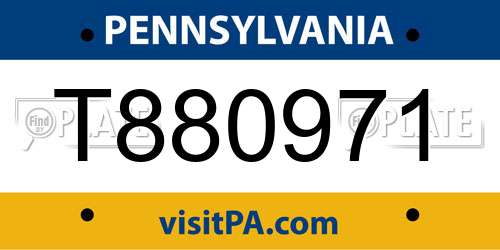 T880971 Pennsylvania License Plate
