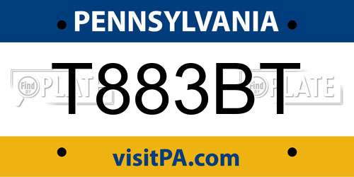 T883BT Pennsylvania License Plate