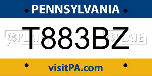 T883BZ Pennsylvania License Plate