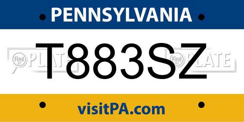T883SZ Pennsylvania License Plate