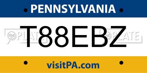 T88EBZ Pennsylvania License Plate
