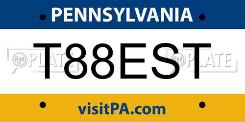 T88EST Pennsylvania License Plate