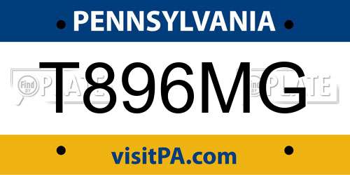 T896MG Pennsylvania License Plate