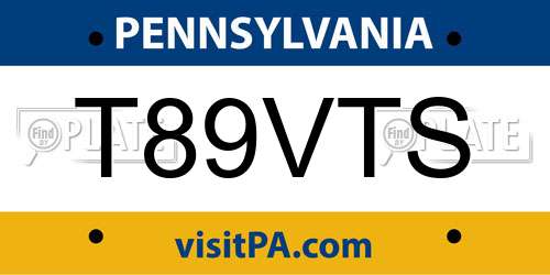 T89VTS Pennsylvania License Plate