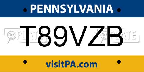 T89VZB Pennsylvania License Plate
