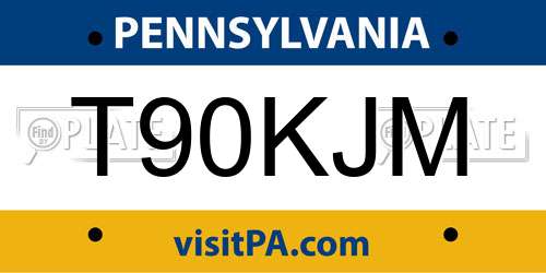 T90KJM Pennsylvania License Plate