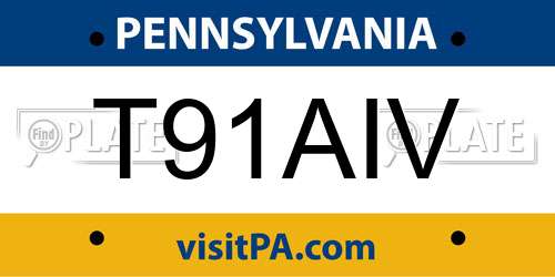 T91AIV Pennsylvania License Plate