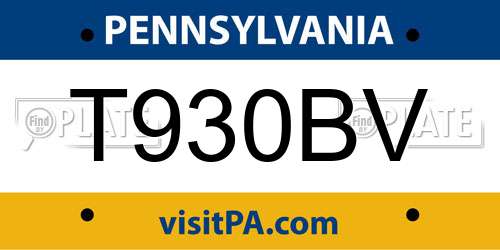 T930BV Pennsylvania License Plate