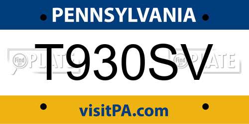 T930SV Pennsylvania License Plate