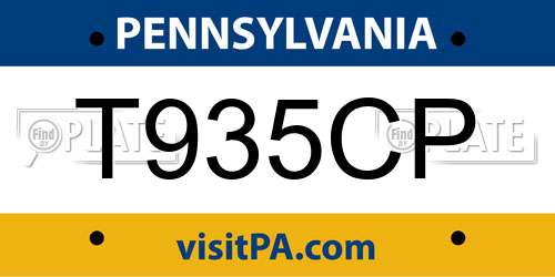 T935CP Pennsylvania License Plate