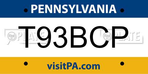 T93BCP Pennsylvania License Plate