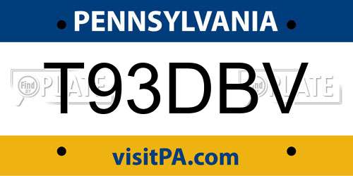 T93DBV Pennsylvania License Plate