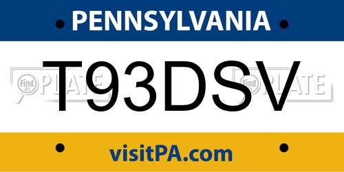 T93DSV Pennsylvania License Plate