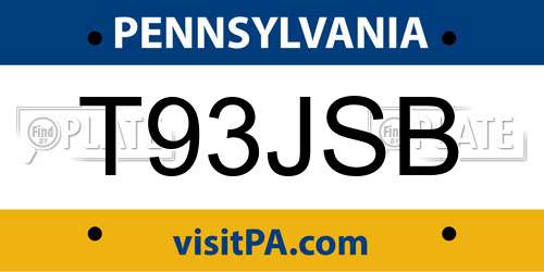 T93JSB Pennsylvania License Plate
