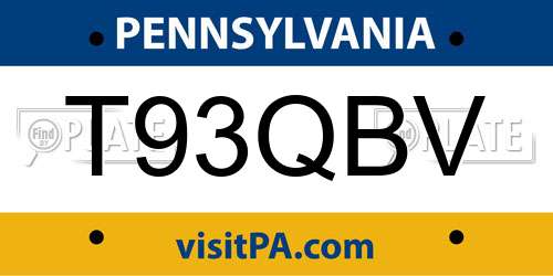 T93QBV Pennsylvania License Plate