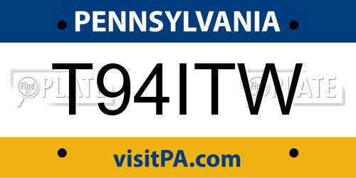 T94ITW Pennsylvania License Plate