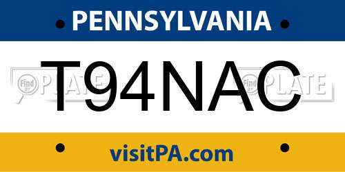 T94NAC Pennsylvania License Plate