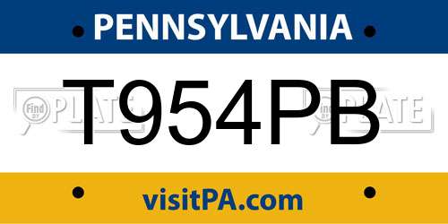 T954PB Pennsylvania License Plate