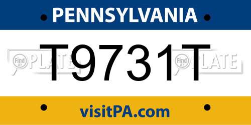 T9731T Pennsylvania License Plate