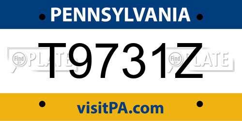 T9731Z Pennsylvania License Plate