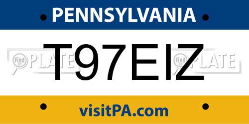 T97EIZ Pennsylvania License Plate