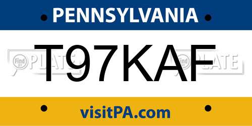 T97KAF Pennsylvania License Plate