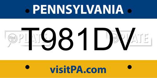 T981DV Pennsylvania License Plate