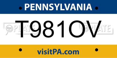 T981OV Pennsylvania License Plate