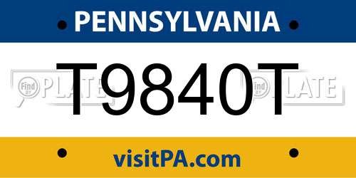 T9840T Pennsylvania License Plate