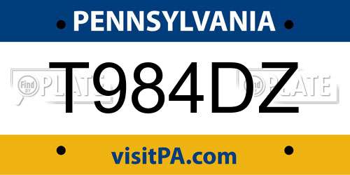 T984DZ Pennsylvania License Plate
