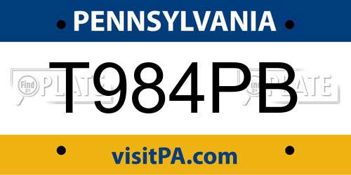 T984PB Pennsylvania License Plate