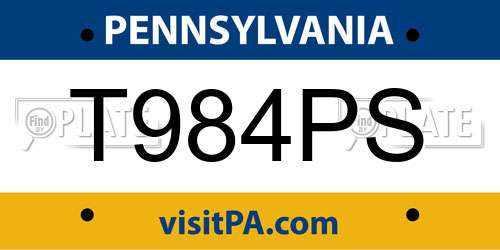 T984PS Pennsylvania License Plate