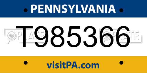 T985366 Pennsylvania License Plate