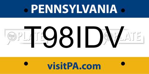 T98IDV Pennsylvania License Plate