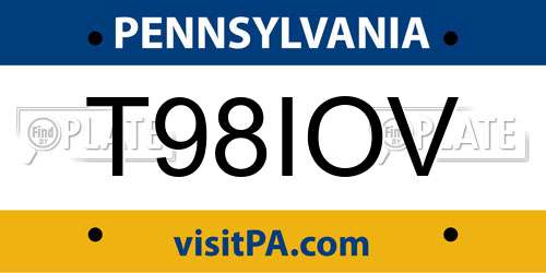 T98IOV Pennsylvania License Plate