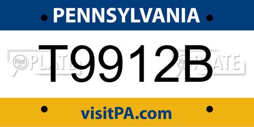 T9912B Pennsylvania License Plate