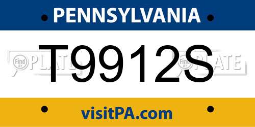 T9912S Pennsylvania License Plate