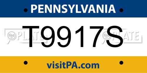 T9917S Pennsylvania License Plate