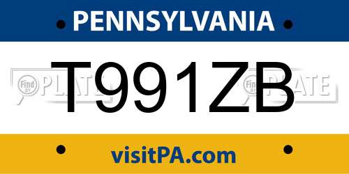 T991ZB Pennsylvania License Plate