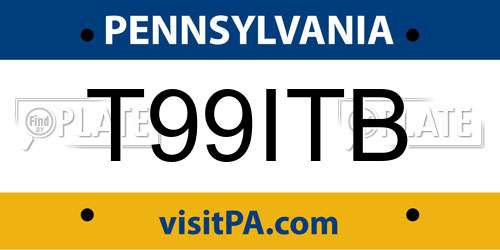 T99ITB Pennsylvania License Plate