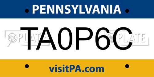 TA0P6C Pennsylvania License Plate