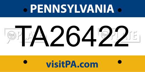 TA26422 Pennsylvania License Plate