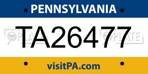 TA26477 Pennsylvania License Plate