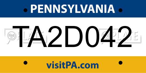TA2D042 Pennsylvania License Plate