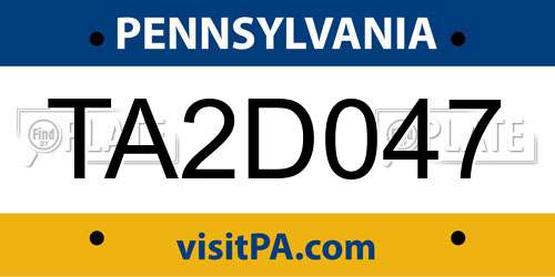 TA2D047 Pennsylvania License Plate