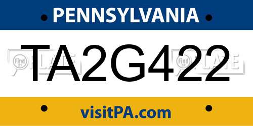 TA2G422 Pennsylvania License Plate
