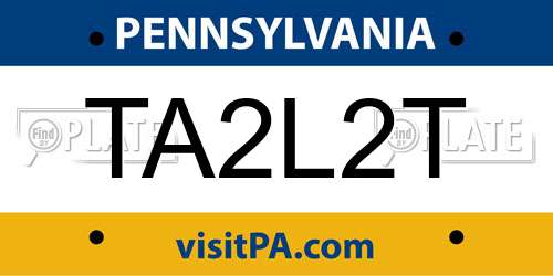 TA2L2T Pennsylvania License Plate