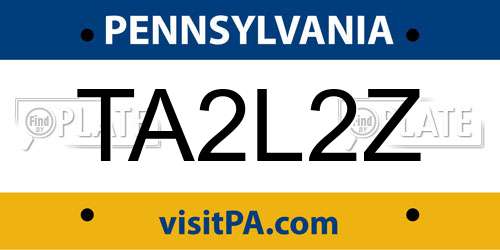 TA2L2Z Pennsylvania License Plate