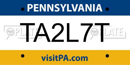 TA2L7T Pennsylvania License Plate